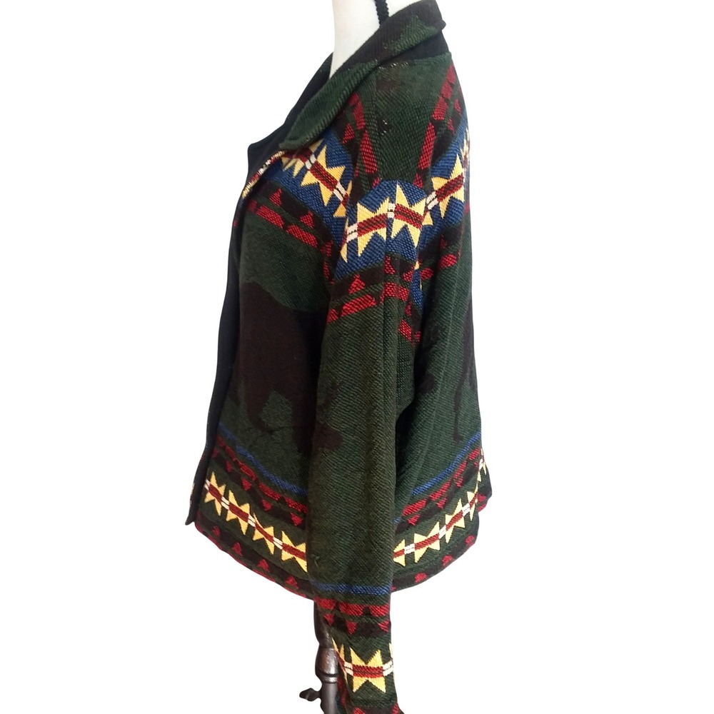 VTG Sugar Street Weavers Southwest Bear Moose OS 100% Cotton Tapestry Jacket USA - Picture 3 of 13